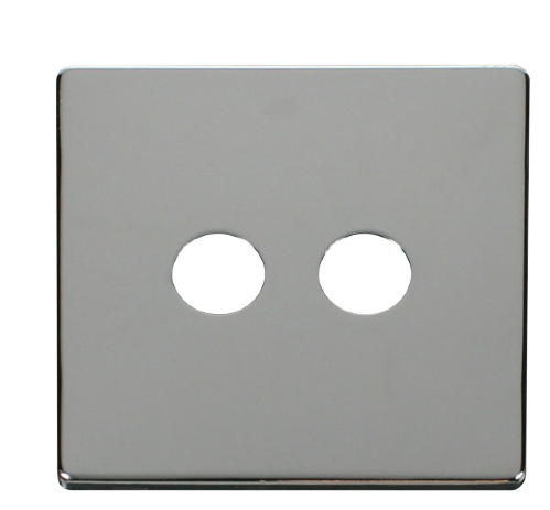 Scolmore SCP232CH - Twin Coaxial Socket Cover Plate - Chrome Definity Scolmore - Sparks Warehouse