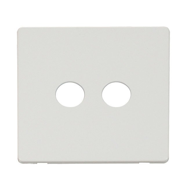 Scolmore SCP232MW - Twin Coaxial Socket Cover Plate - Metal White Definity Scolmore - Sparks Warehouse