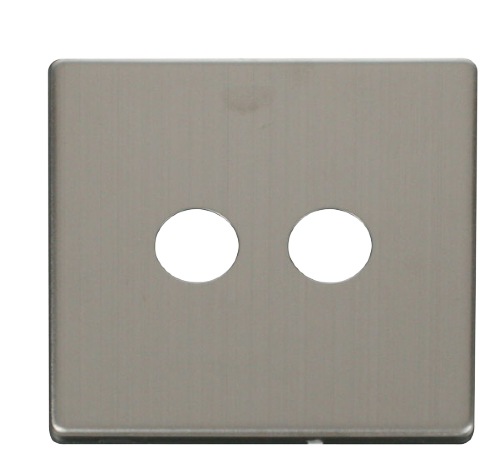 Scolmore SCP232SS - Twin Coaxial Socket Cover Plate - Stainless Steel Definity Scolmore - Sparks Warehouse