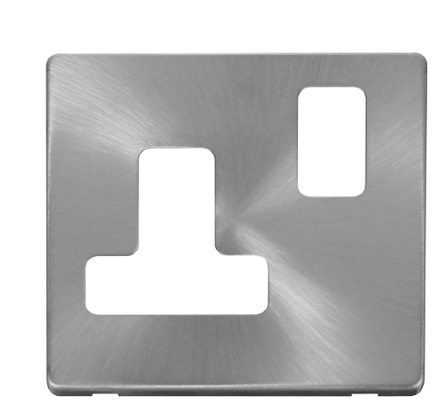 Scolmore SCP234BS - 15A Round Pin Switched Socket Cover Plate - Brushed Stainless Definity Scolmore - Sparks Warehouse