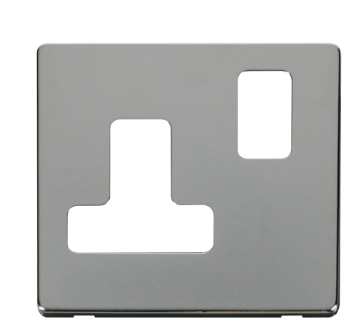 Scolmore SCP234CH - 15A Round Pin Switched Socket Cover Plate - Chrome Definity Scolmore - Sparks Warehouse