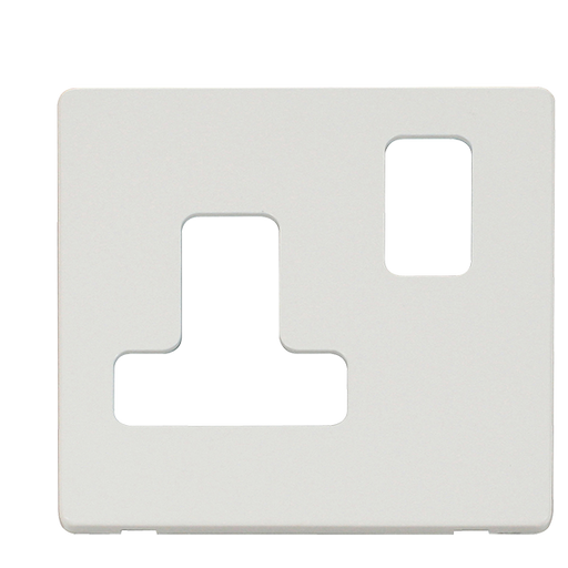 Scolmore SCP234MW - 15A Round Pin Switched Socket Cover Plate - Metal White Definity Scolmore - Sparks Warehouse