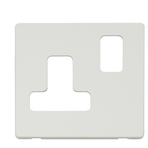 Scolmore SCP234MW - 15A Round Pin Switched Socket Cover Plate - Metal White Definity Scolmore - Sparks Warehouse