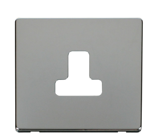 Scolmore SCP238CH - 5A Round Pin Socket Outlet Cover Plate - Chrome Definity Scolmore - Sparks Warehouse