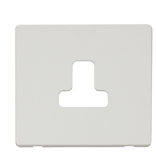 Scolmore SCP238MW - 5A Round Pin Socket Outlet Cover Plate - Metal White Definity Scolmore - Sparks Warehouse