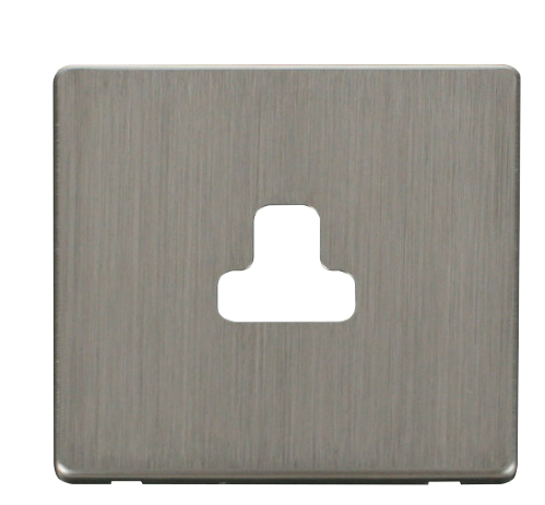 Scolmore SCP239SS - 2A Round Pin Socket Outlet Cover Plate - Stainless Steel Definity Scolmore - Sparks Warehouse