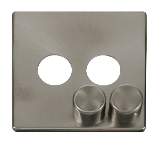 Scolmore SCP242BS - 2 Gang Dimmer Switch Cover Plate - Brushed Stainless Definity Scolmore - Sparks Warehouse