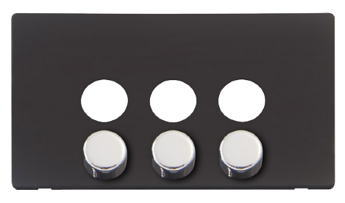 Scolmore SCP243BKCH - 3 Gang Dimmer Switch Cover Plate With Chrome Knobs - Black Definity Scolmore - Sparks Warehouse
