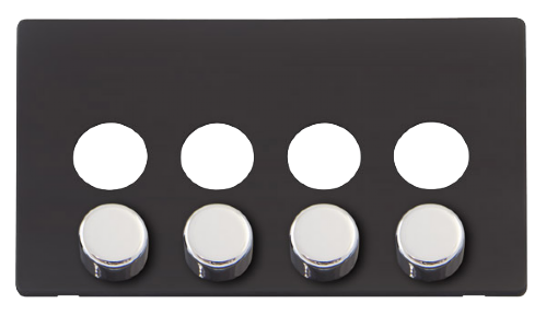 Scolmore SCP244BKCH - 4 Gang Dimmer Switch Cover Plate With Chrome Knobs - Black Definity Scolmore - Sparks Warehouse