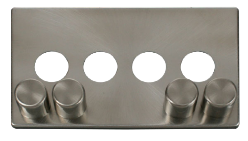 Scolmore SCP244BS - 4 Gang Dimmer Switch Cover Plate - Brushed Stainless Definity Scolmore - Sparks Warehouse