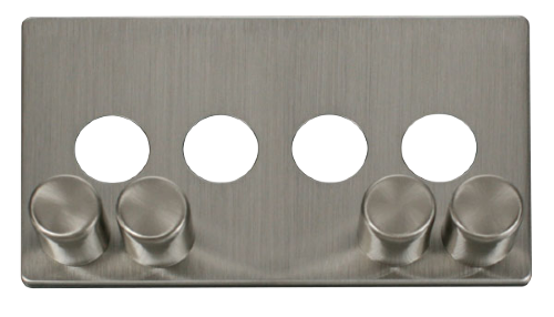 Scolmore SCP244SS - 4 Gang Dimmer Switch Cover Plate - Stainless Steel Definity Scolmore - Sparks Warehouse