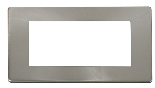 Scolmore SCP312BS - 2 Gang Plate Quad Media Module Cover Plate - Brushed Stainless Definity Scolmore - Sparks Warehouse