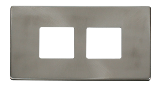 Scolmore SCP404BS - 2 Gang (2 x 2) Aperture Cover Plate - Brushed Stainless Definity Scolmore - Sparks Warehouse