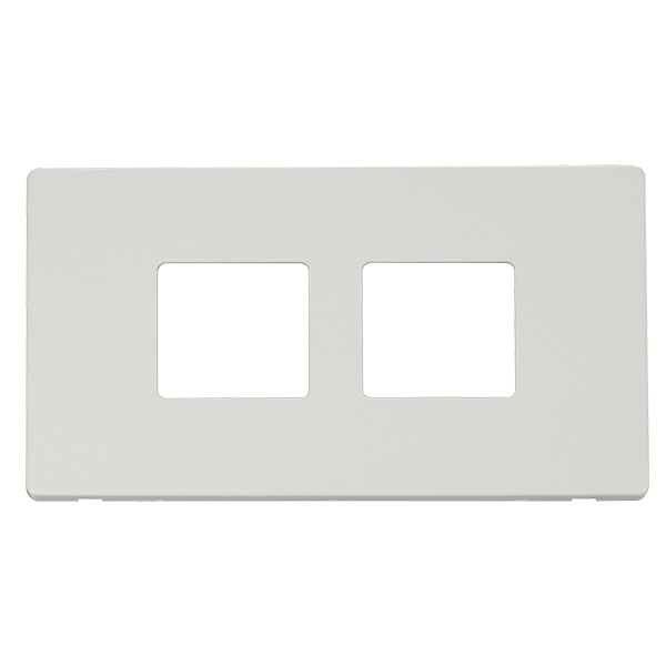 Scolmore SCP404MW - 2 Gang (2 x 2) Aperture Cover Plate - Metal White Definity Scolmore - Sparks Warehouse