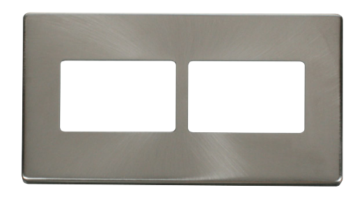 Scolmore SCP406BS - 2 Gang (2 x 3) Aperture Cover Plate - Brushed Stainless Definity Scolmore - Sparks Warehouse
