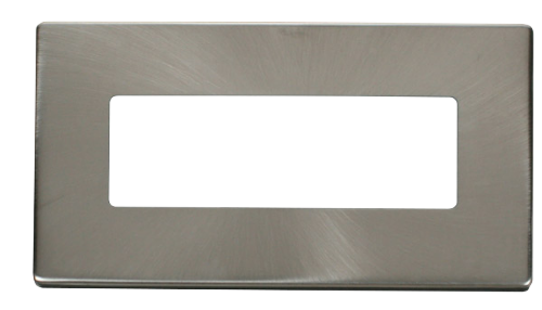 Scolmore SCP426BS - 2 Gang (6 In-Line) Aperture Cover Plate - Brushed Stainless Definity Scolmore - Sparks Warehouse