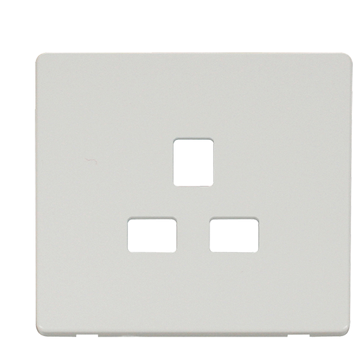 Scolmore SCP430MW - 1 Gang 13A Socket Cover Plate - Metal White Definity Scolmore - Sparks Warehouse