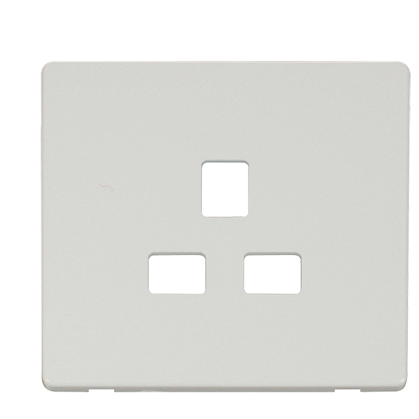 Scolmore SCP430MW - 1 Gang 13A Socket Cover Plate - Metal White Definity Scolmore - Sparks Warehouse