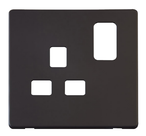Scolmore SCP435BK - 1 Gang 13A Switched Socket Cover Plate - Black Definity Scolmore - Sparks Warehouse