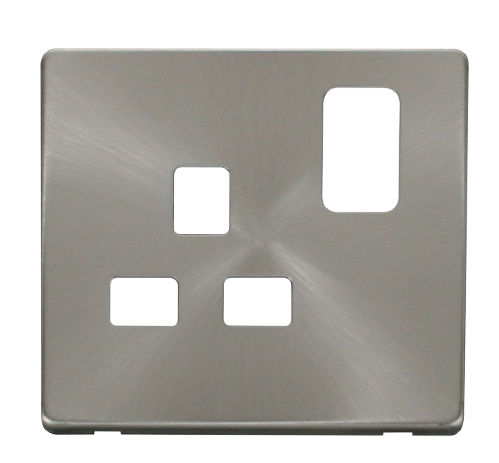 Scolmore SCP435BS - 1 Gang 13A Switched Socket Cover Plate - Brushed Stainless Definity Scolmore - Sparks Warehouse