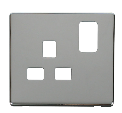 Scolmore SCP435CH - 1 Gang 13A Switched Socket Cover Plate - Chrome Definity Scolmore - Sparks Warehouse