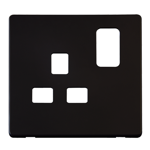 Scolmore SCP435MB - 1 Gang 13A Switched Socket Cover Plate - Matt Black Definity Scolmore - Sparks Warehouse