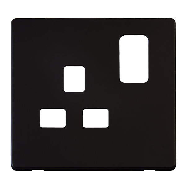 Scolmore SCP435MB - 1 Gang 13A Switched Socket Cover Plate - Matt Black Definity Scolmore - Sparks Warehouse