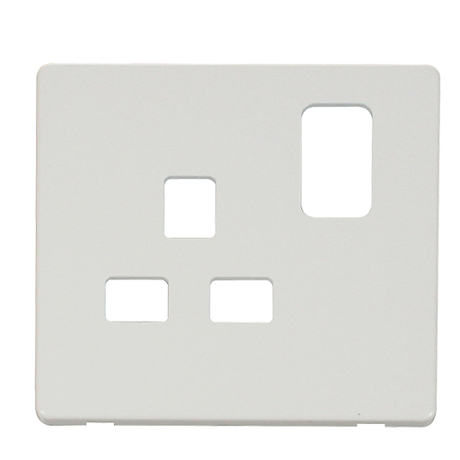 Scolmore SCP435MW - 1 Gang 13A Switched Socket Cover Plate - Metal White Definity Scolmore - Sparks Warehouse