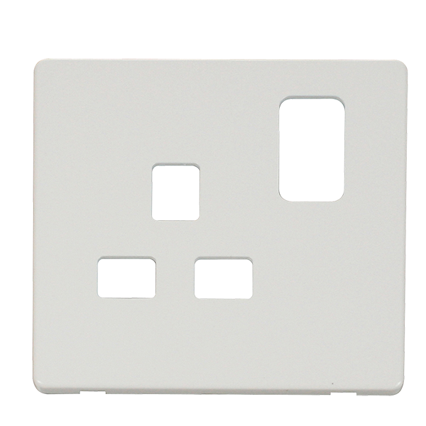 Scolmore SCP435MW - 1 Gang 13A Switched Socket Cover Plate - Metal White Definity Scolmore - Sparks Warehouse