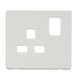 Scolmore SCP435MW - 1 Gang 13A Switched Socket Cover Plate - Metal White Definity Scolmore - Sparks Warehouse