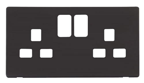 Scolmore SCP436BK - 2 Gang 13A Switched Socket Cover Plate - Black Definity Scolmore - Sparks Warehouse