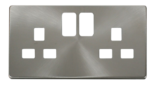 Scolmore SCP436BS - 2 Gang 13A Switched Socket Cover Plate - Brushed Stainless Definity Scolmore - Sparks Warehouse