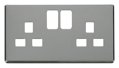 Scolmore SCP436CH - 2 Gang 13A Switched Socket Cover Plate - Chrome Definity Scolmore - Sparks Warehouse