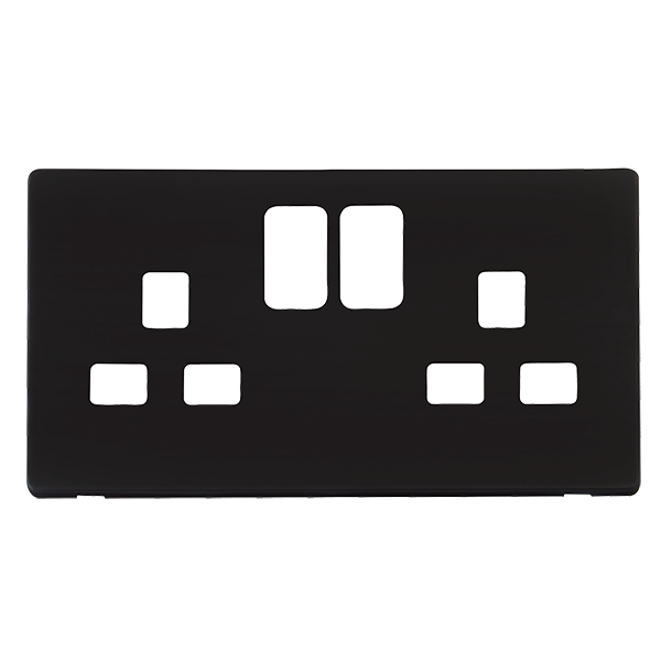 Scolmore SCP436MB - 2 Gang 13A Switched Socket Cover Plate - Matt Black Definity Scolmore - Sparks Warehouse