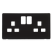 Scolmore SCP436MB - 2 Gang 13A Switched Socket Cover Plate - Matt Black Definity Scolmore - Sparks Warehouse