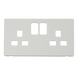 Scolmore SCP436MW - 2 Gang 13A Switched Socket Cover Plate - Metal White Definity Scolmore - Sparks Warehouse