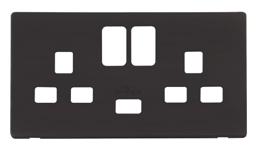 Scolmore SCP470BK - 13A 2G Switched Socket With 2.1A USB Charger Cover Plate - Black Definity Scolmore - Sparks Warehouse