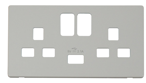 Scolmore SCP470PW - 13A 2G Switched Socket With 2.1A USB Charger Cover Plate - White Definity Scolmore - Sparks Warehouse