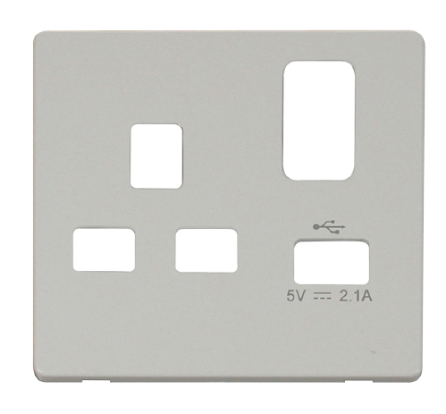 Scolmore SCP471PW - 13A 1G Switched Socket With 2.1A USB Charger Cover Plate - White Definity Scolmore - Sparks Warehouse