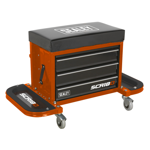 Sealey SCR18O - Mechanic's Utility Seat & Toolbox - Orange Jacking & Lifting Sealey - Sparks Warehouse