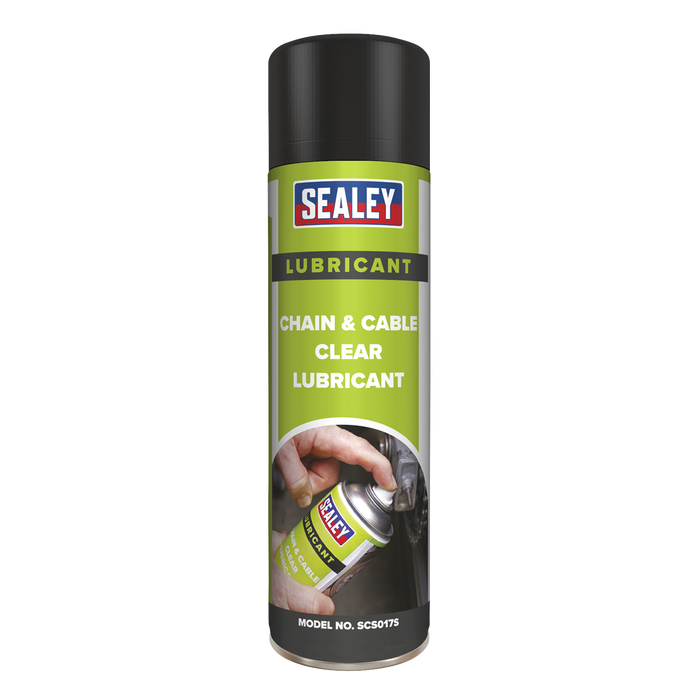 Sealey - SCS017 Chain & Cable Clear Lubricant 500ml Pack of 6 Consumables Sealey - Sparks Warehouse