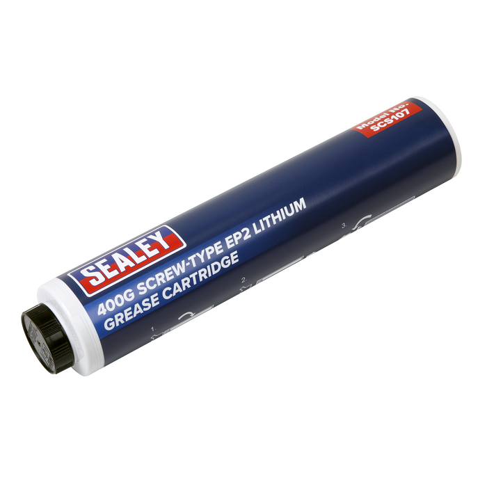 Sealey - SCS107 Screw Type EP2 Lithium Grease Cartridge 400g Consumables Sealey - Sparks Warehouse