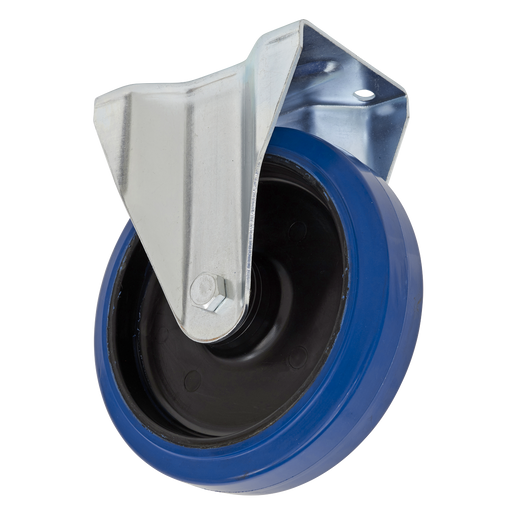 Sealey - SCW3100FPEM Ø100mm Heavy-Duty Blue Elastic Rubber Fixed Castor Wheel - Trade Consumables Sealey - Sparks Warehouse