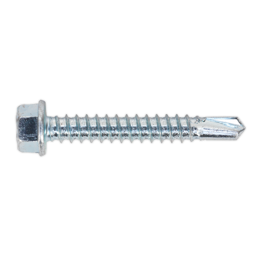 Sealey - SDHX5538 Self Drilling Screw 5.5 x 38mm Hex Head Zinc DIN 7504K Pack of 100 Consumables Sealey - Sparks Warehouse