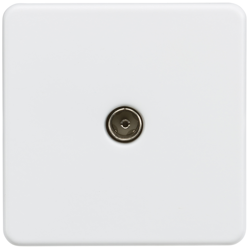 Knightsbridge SF0100MW Screwless 1G TV Outlet (NON-ISOLATED) - Matt White Knightsbridge Screwless Flat Plate Matt White Knightsbridge - Sparks Warehouse