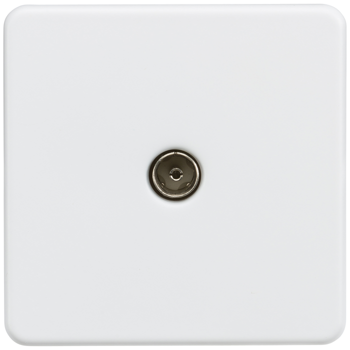 Knightsbridge SF0100MW Screwless 1G TV Outlet (NON-ISOLATED) - Matt White Knightsbridge Screwless Flat Plate Matt White Knightsbridge - Sparks Warehouse