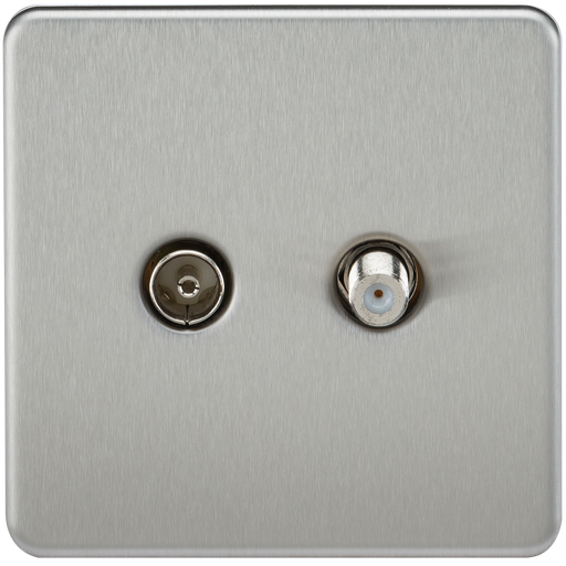 Knightsbridge SF0140BC Screwless TV & SAT TV Outlet (ISOLATED) - Brushed Chrome KB Knightsbridge - Sparks Warehouse