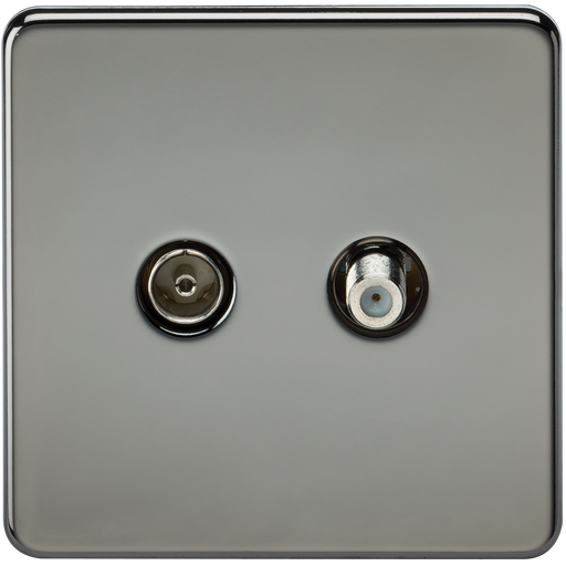 Knightsbridge SF0140BN Screwless TV & SAT TV Outlet (ISOLATED) - Black Nickel KB Knightsbridge - Sparks Warehouse