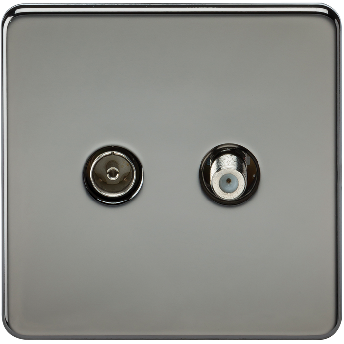 Knightsbridge SF0140BN Screwless TV & SAT TV Outlet (ISOLATED) - Black Nickel KB Knightsbridge - Sparks Warehouse