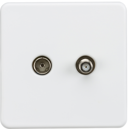 Knightsbridge SF0140MW Screwless 1G TV and SAT TV outlet (isolated) - Matt white Knightsbridge Screwless Flat Plate Matt White Knightsbridge - Sparks Warehouse